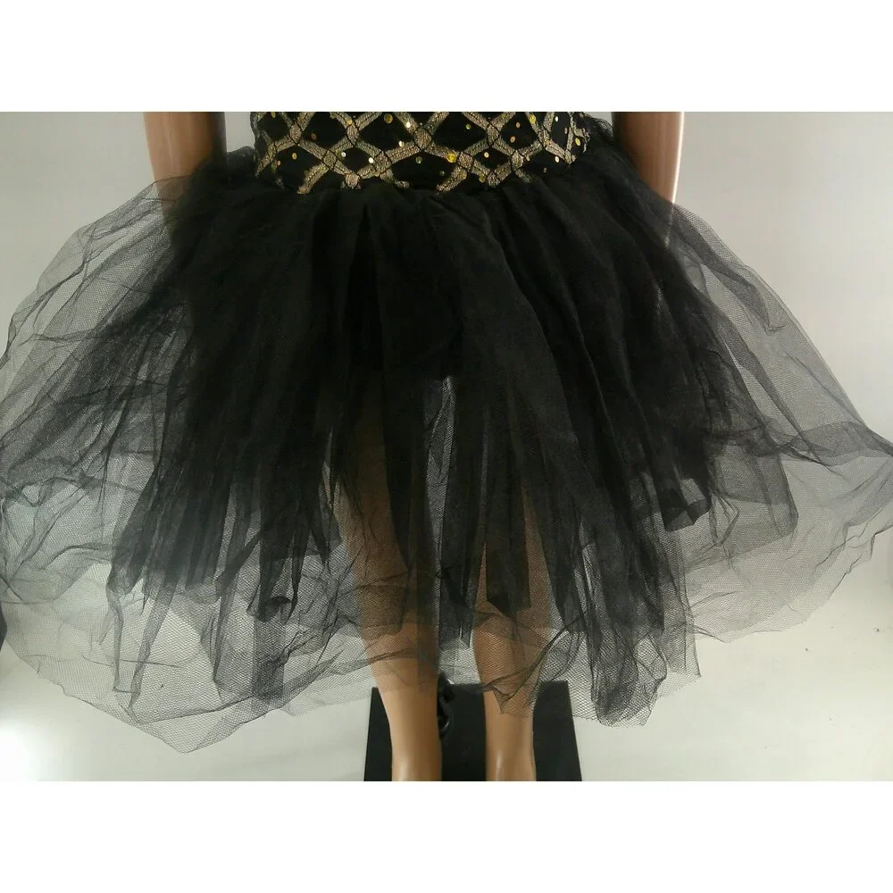 Pre-Owned Dance Costume Ballet Medium Child Gold Revolution Geometric Tutu YAGP